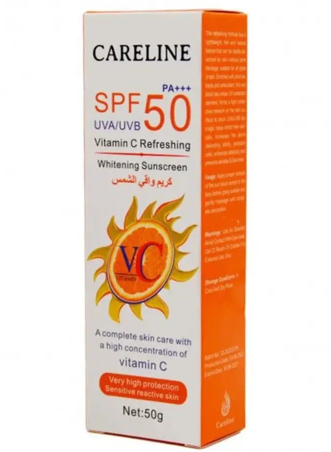 Careline Two Pieces of Vitamin C Refreshing Whitening Sunscreen 50 grams SPF 50 - Image 2