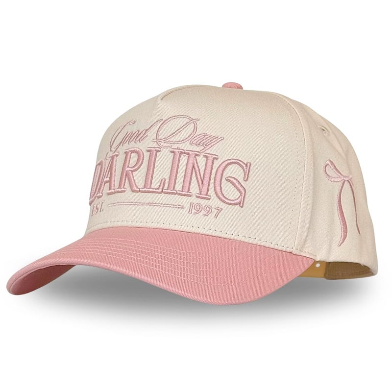 CITRUSY Vintage Fashion Trucker Hat | Women | Embroidered Western Trendy Baseball Caps | Country Cute Retro Hats for Cowgirls & Cowboys | Red Pink Cotton | Snapback Hat (Good Day Darling | Pink) - Image 1