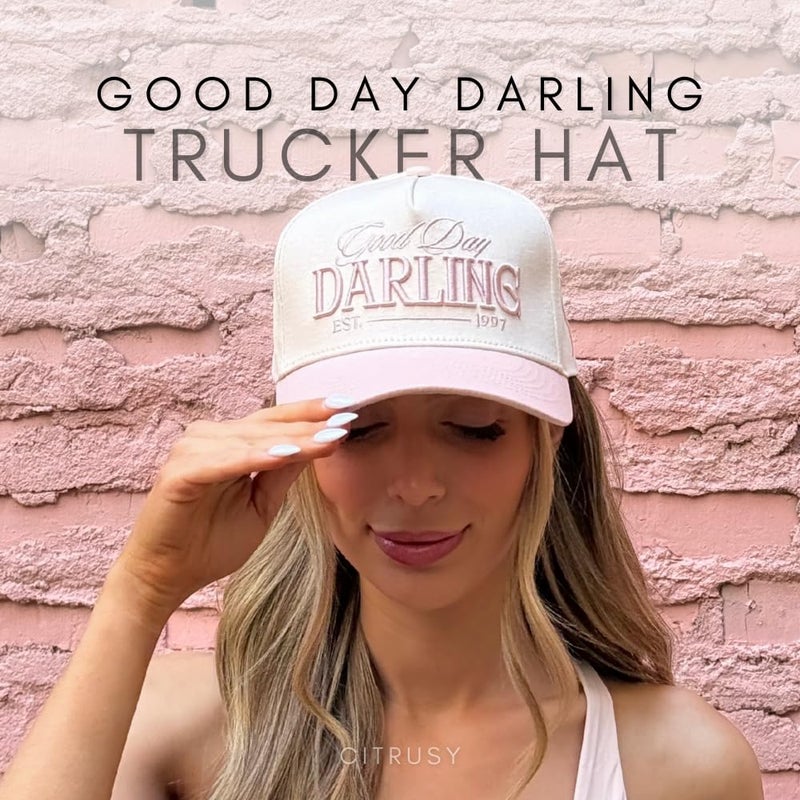 CITRUSY Vintage Fashion Trucker Hat | Women | Embroidered Western Trendy Baseball Caps | Country Cute Retro Hats for Cowgirls & Cowboys | Red Pink Cotton | Snapback Hat (Good Day Darling | Pink) - Image 4