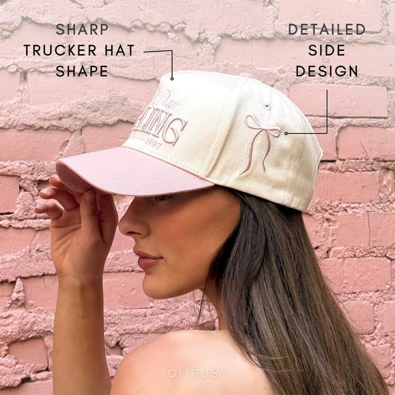 CITRUSY Vintage Fashion Trucker Hat | Women | Embroidered Western Trendy Baseball Caps | Country Cute Retro Hats for Cowgirls & Cowboys | Red Pink Cotton | Snapback Hat (Good Day Darling | Pink) - Image 5