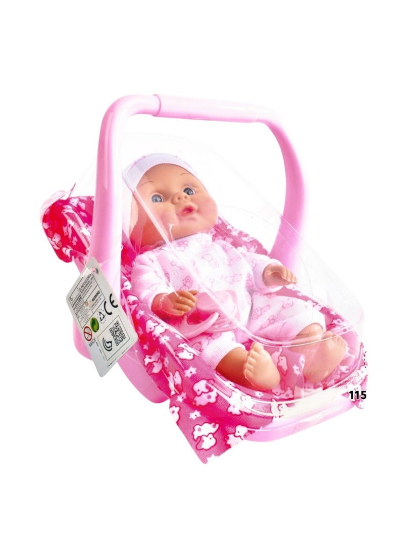 Rally Soft doll with stylish outfit, car seat, and pacifier necklace - perfect for girls - Image 2