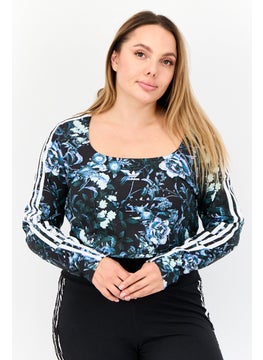 adidas Originals Women Sportswear Fit Long Sleeves Training Crop Top, Black  - Image 1