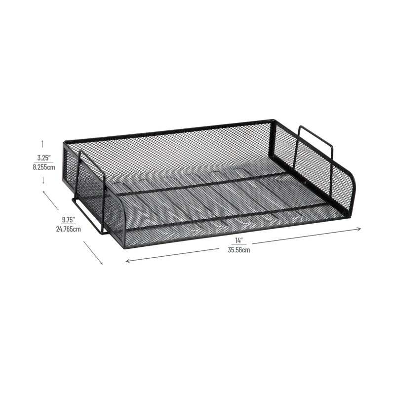 Mind Reader Stackable Paper Tray, Desktop Organizer, File Storage, Office, Metal Mesh, 14" L x 9.75" W x 11.25" H, 4 Pcs., Black - Image 4