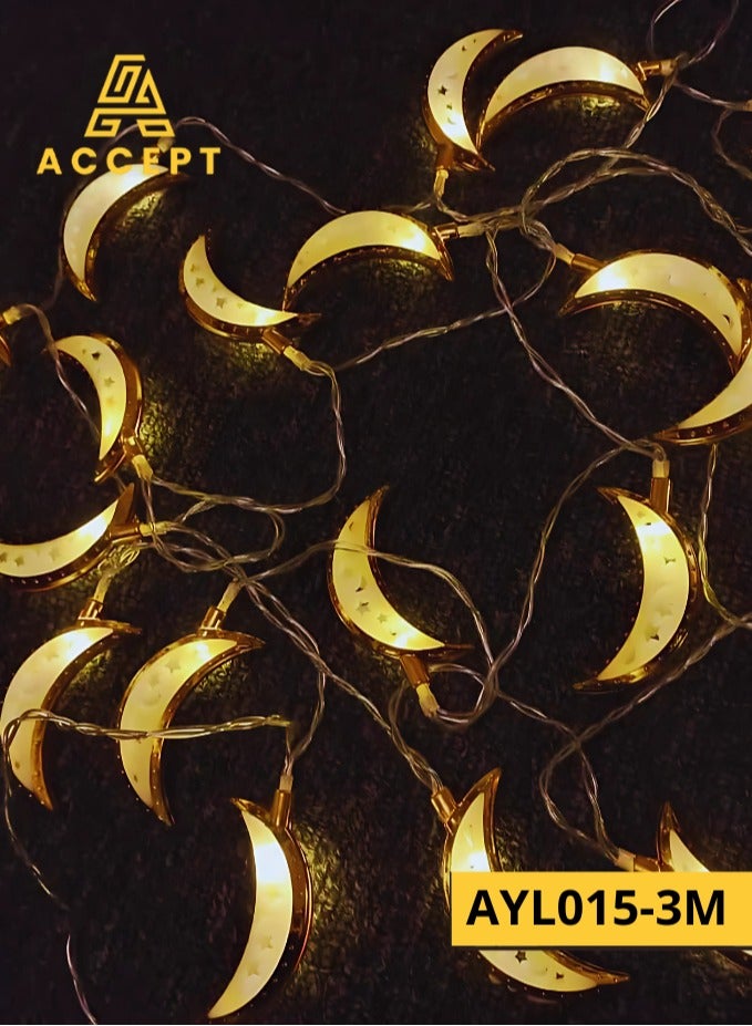 زينة شهر رمضان شكل هلال رمضان طول 3 متر تعمل على بطارية 1.5V