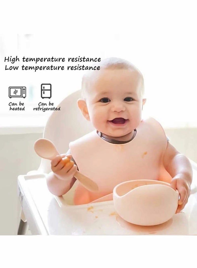 Excefore Baby Suction Bowl with Wooden Spoon, Stay Put Food Grade Silicone BPA Free Feeding Bowls Strong Dinner Storage for Weaning - Image 4