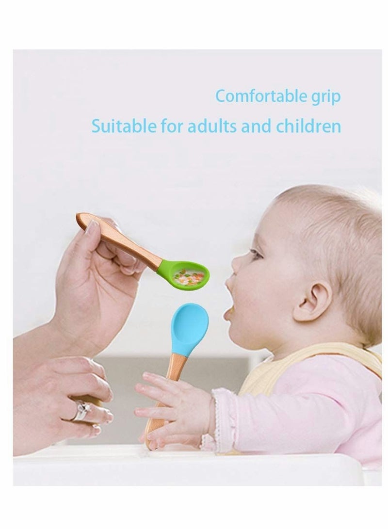 Excefore Baby Suction Bowl with Wooden Spoon, Stay Put Food Grade Silicone BPA Free Feeding Bowls Strong Dinner Storage for Weaning - Image 2