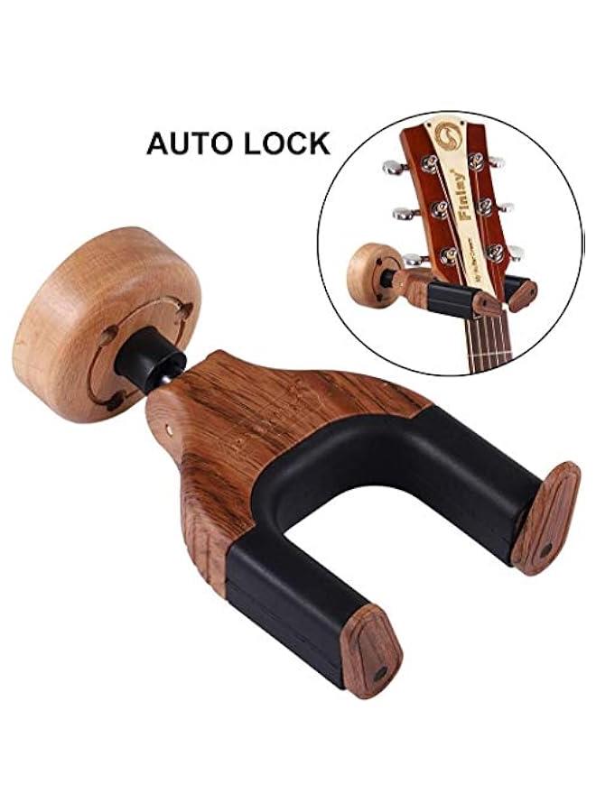 Beauenty Guitar Wall Mount Auto Lock Guitar Wall Hanger for Acoustic Guitar, Classical Guitar, Electric Guitar, Bass, Mandolin, Banjo (rose wood) - Image 4