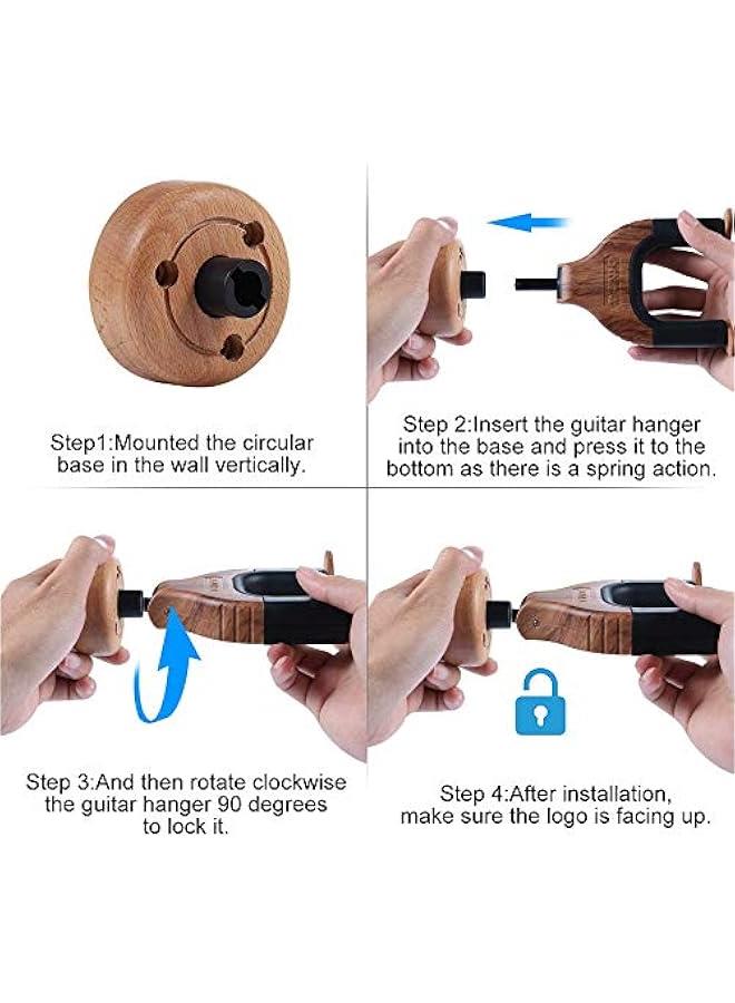 Beauenty Guitar Wall Mount Auto Lock Guitar Wall Hanger for Acoustic Guitar, Classical Guitar, Electric Guitar, Bass, Mandolin, Banjo (rose wood) - Image 5