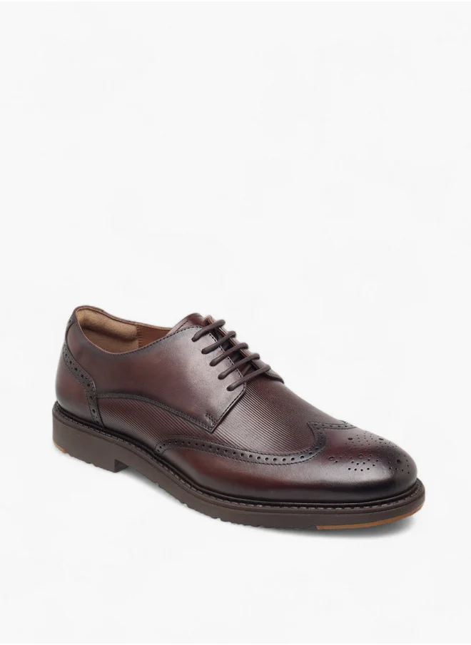 دوتشيني Men's Textured Lace-Up Derby Shoes