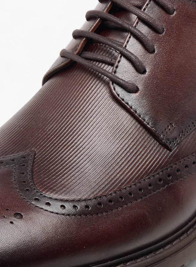 DUCHINI Men's Textured Lace-Up Derby Shoes