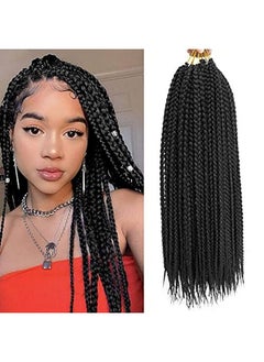 Crochet Hair Box Braids 18Inch Pre Looped Box Braids Crochet Hair Braidng Hair For Black Women (18 Inch 1B)