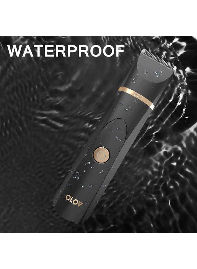 OLOV Electric Groin Hair Trimmer - Ball Trimmer for Men - Nose Hair Trimmer, Replaceable Ceramic Blade Heads, USB Recharge Dock & Nosetrimmer Head, Waterproof Male Hygiene Razor - Image 5