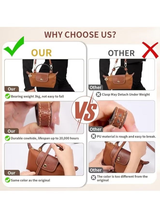 BUPY Stylish Genuine Leather Purse Straps - Adjustable Shoulder Strap for Replacement for Crossbody or Shoulder (Brown) - Image 3
