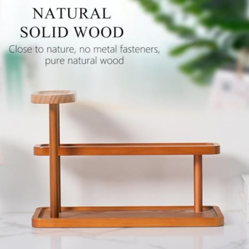 Luxury Solid Wood Bathroom Countertop Organizer Shelf, Vanity Storage for Perfume, Skincare and Cosmetics, Elegant Kitchen Spice Rack, Office Desk Display, Multi-Tier, easy Assembly, Brown Home Decor - Image 2