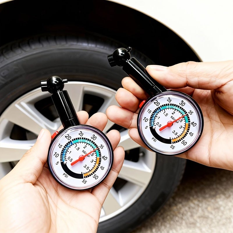 2 Upgraded High Precision Tire Pressure Gauges Glossy Black Battery Free Dual Scale PSI and Bar for Accurate Vehicle Maintenance Suitable for Motorcycles Bicycles and Trucks - Image 1