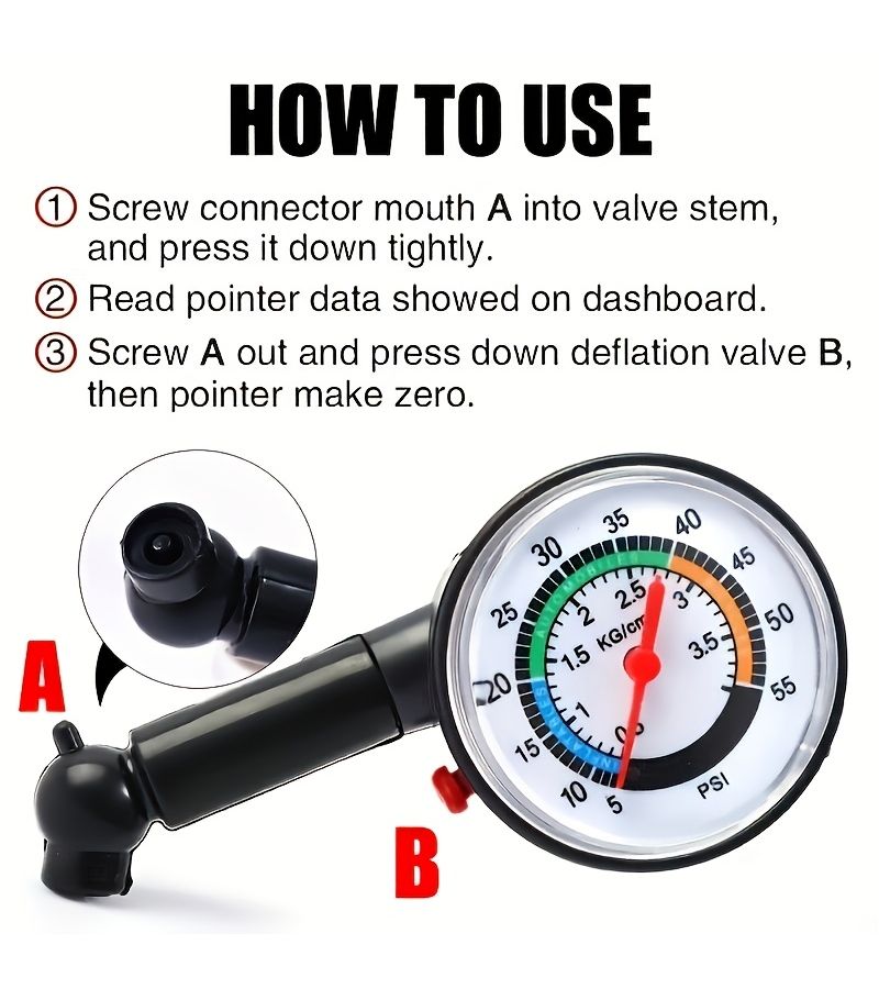2 Upgraded High Precision Tire Pressure Gauges Glossy Black Battery Free Dual Scale PSI and Bar for Accurate Vehicle Maintenance Suitable for Motorcycles Bicycles and Trucks - Image 5