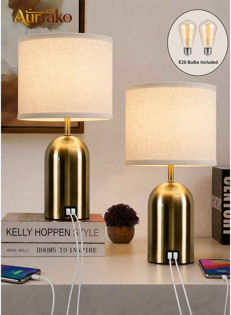 Aurrako Bedside Table Lamps Set of 2,Tall Lampshade Touch with 3-Level Dimming Elegant Modern Desk Night Lamps for Bedroom Living Room - Image 1