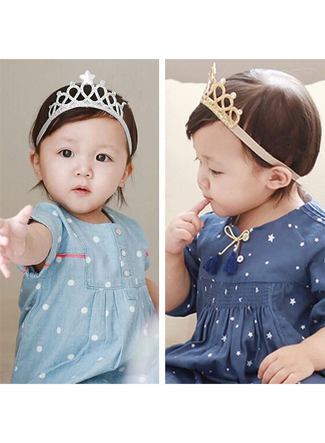 MXN 6 Pcs Glitter Girls Headbands, Elastic Princess Crown Hair Bands for Toddlers, Non-Slip Hair Accessories for Girls Dress Up Party  - Image 5