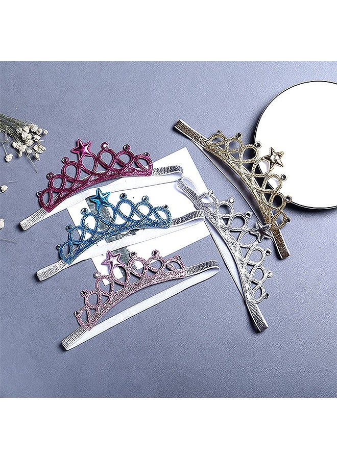 MXN 6 Pcs Glitter Girls Headbands, Elastic Princess Crown Hair Bands for Toddlers, Non-Slip Hair Accessories for Girls Dress Up Party  - Image 3