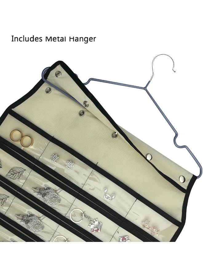 BB Brotrade Hanging Jewelry Organizer,Accessories Organizer,74 Pocket Organizer for Holding Jewelries (Beige-74 Pocket) - Image 3