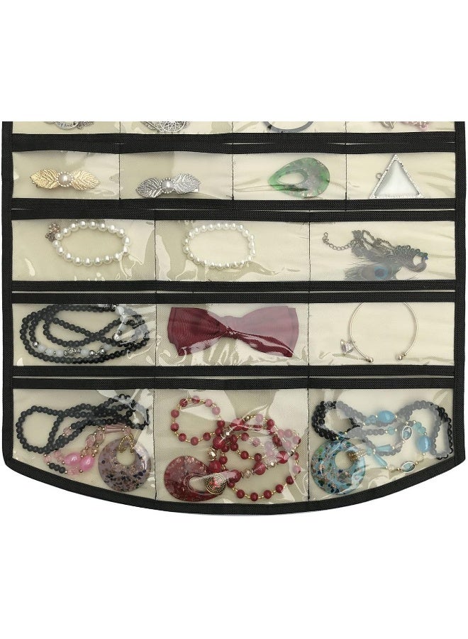 BB Brotrade Hanging Jewelry Organizer,Accessories Organizer,74 Pocket Organizer for Holding Jewelries (Beige-74 Pocket) - Image 5