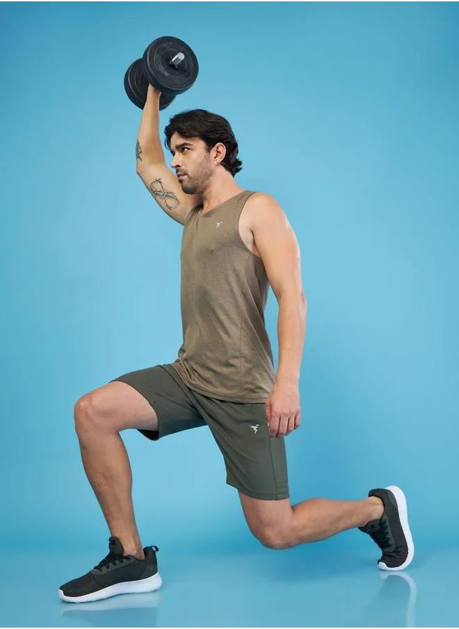 تكنوسبورت Technosport Men Solid Slim Fit Shorts with TECHNO DRY