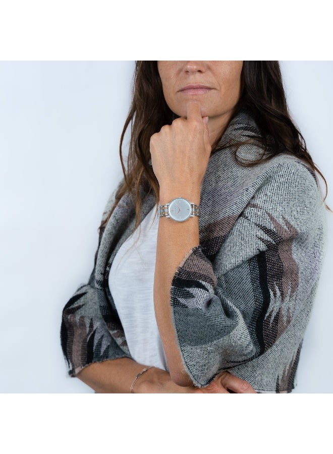 PIERRE CARDIN Women's Watch with Silver Metal Case and Silver & Rose Gold Metal Band - Image 3