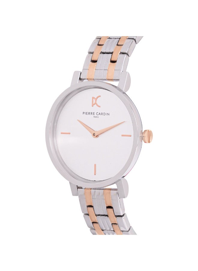 PIERRE CARDIN Women's Watch with Silver Metal Case and Silver & Rose Gold Metal Band - Image 2