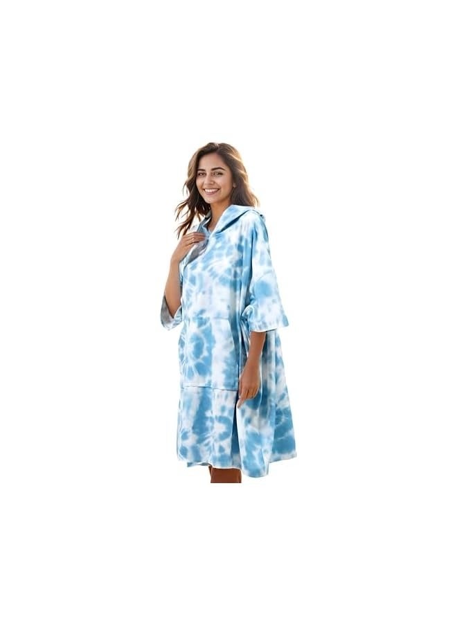 NIBEMINENT Surf Poncho Changing Towel Swim Robe with Pocket Plus Size Terry Cloth Swim Cover Up for Women Towel Poncho Hoodie  - Image 1