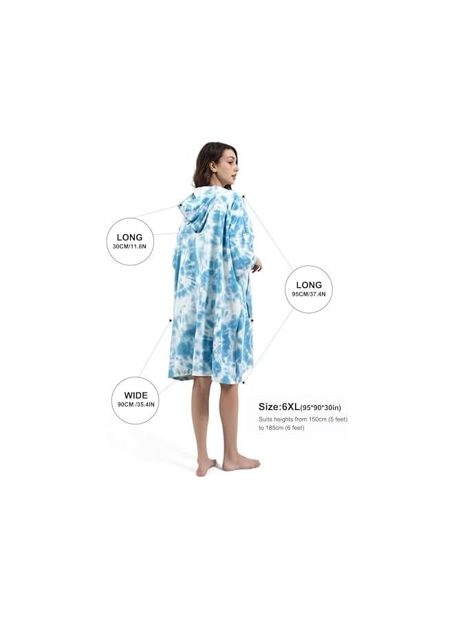 NIBEMINENT Surf Poncho Changing Towel Swim Robe with Pocket Plus Size Terry Cloth Swim Cover Up for Women Towel Poncho Hoodie  - Image 5