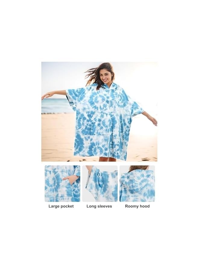 NIBEMINENT Surf Poncho Changing Towel Swim Robe with Pocket Plus Size Terry Cloth Swim Cover Up for Women Towel Poncho Hoodie  - Image 4