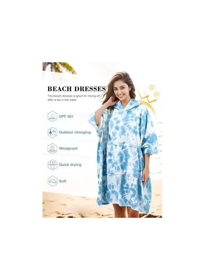 NIBEMINENT Surf Poncho Changing Towel Swim Robe with Pocket Plus Size Terry Cloth Swim Cover Up for Women Towel Poncho Hoodie  - Image 2
