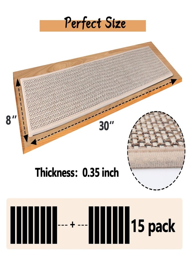 Demiwise 15 Pack Non Slip Stair Treads,8" X 30" Non Slip Carpet Stair Treads with Reusable Adhesive Rubber Backing,Staircase Step Treads Carpet Treads for Wooden Steps Indoor (Beige) - Image 5