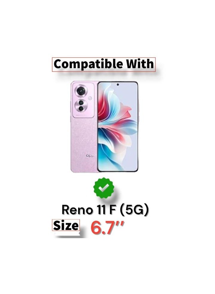 جراب خلفي من الجلد الصلب الفاخر لهاتف Oppo Reno 11F، جراب خلفي من مادة TPU الصلبة وحماية كاملة متوافقة مع هاتف Oppo Reno 11F (6.7 بوصة) (أسود) - Image 5