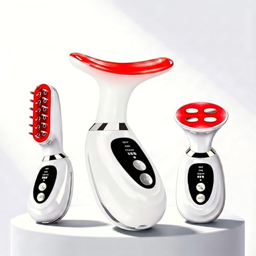 erdnretl Facial Massager for Neck and Head7Color Adjustable LED Lights Heating and Vibration FunctionsRedLightTherapyforFace Massager Suitable for The Face Neck and ScalpBeauty Gift for Women Men - Image 1