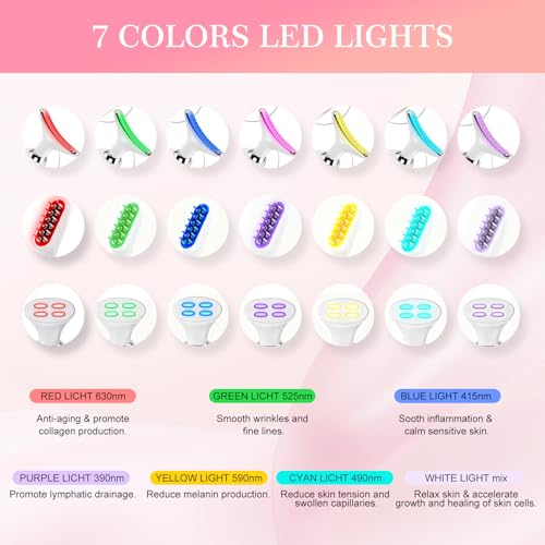 erdnretl Facial Massager for Neck and Head7Color Adjustable LED Lights Heating and Vibration FunctionsRedLightTherapyforFace Massager Suitable for The Face Neck and ScalpBeauty Gift for Women Men - Image 3
