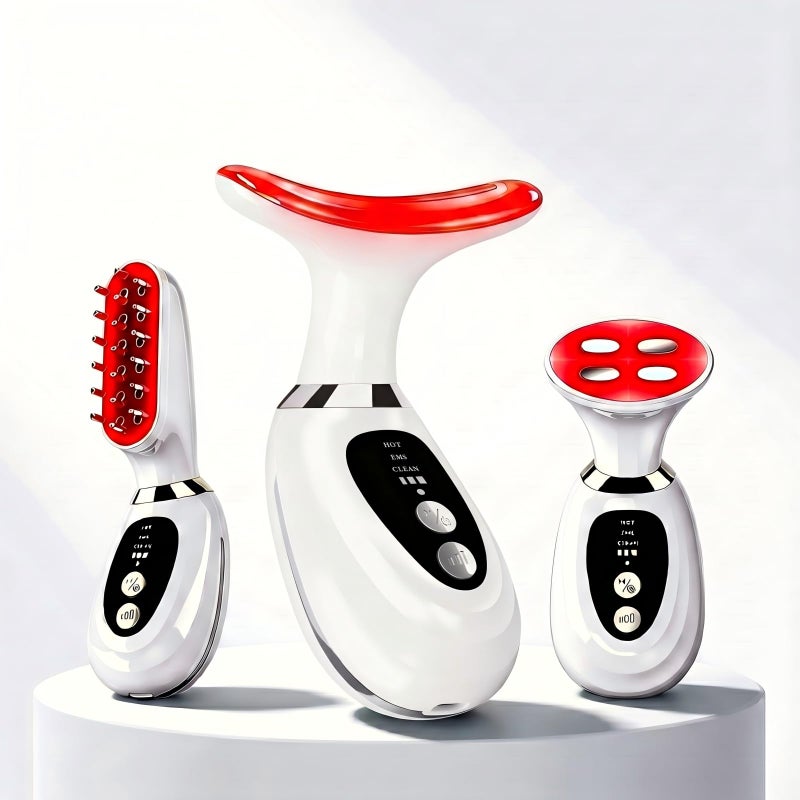 erdnretl Facial Massager for Neck and Head7Color Adjustable LED Lights Heating and Vibration FunctionsRedLightTherapyforFace Massager Suitable for The Face Neck and ScalpBeauty Gift for Women Men - Image 2