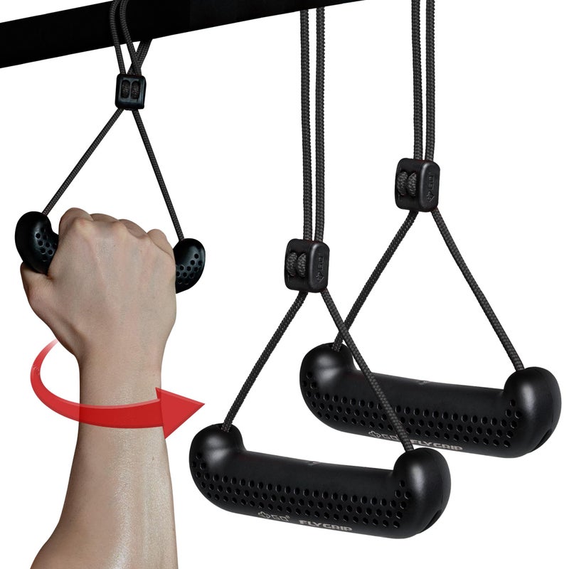 GD Fly Grip Pull Up Handles for Neutral Grip LAT Pull Down Attachments Perfect Grips for Tbar Row D Handle Cable Attachment Gym Equipment Black GripBlack Strap - Image 2