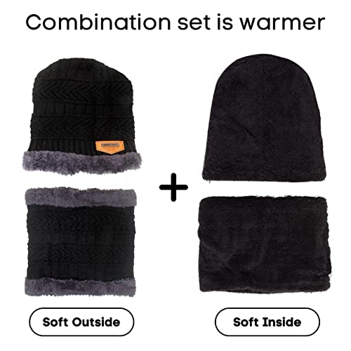Aavjo Unisex Acrylic Knit and Fleece Lining Cap (Aavjo-15112020_Black_Free Size) - Image 3