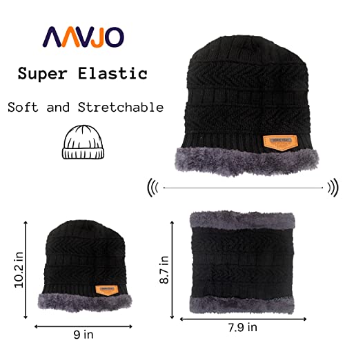 Aavjo Unisex Acrylic Knit and Fleece Lining Cap (Aavjo-15112020_Black_Free Size) - Image 2