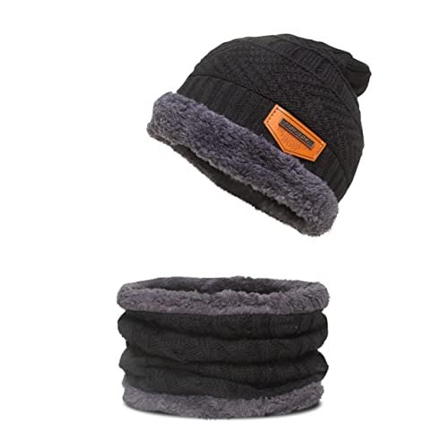 Aavjo Unisex Acrylic Knit and Fleece Lining Cap (Aavjo-15112020_Black_Free Size) - Image 1