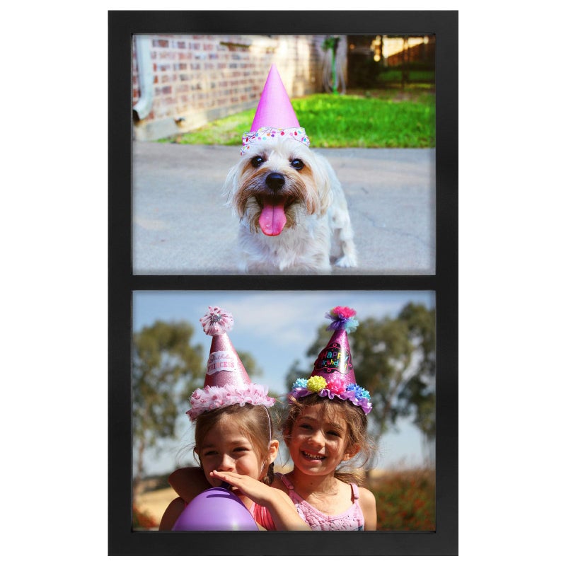 Golden State Art إطار صور مزدوج 8x10 من Golden State Art لعرض صورتين 8x10 خشب صلب زجاج حقيقي للتعليق على الحائط أسود 1 عبوة