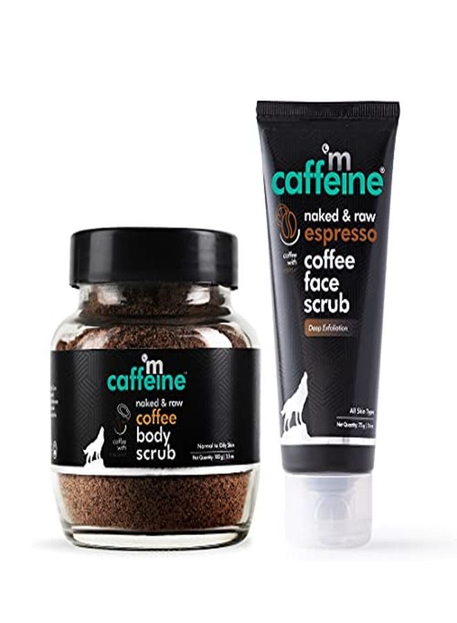 MCaffeine Face & Body Scrub Combo For Exfoliation & Tan Removal | Espresso Face Scrub And Coffee Body Scrub Duo (175Gm) | For Skin Brightening, De-Tan & Dirt Removal  - Image 2