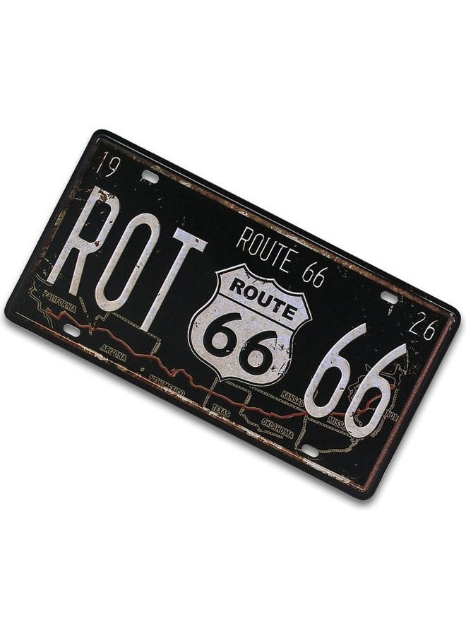 Generic Vintage Design Car Metal License Plate Black/White 