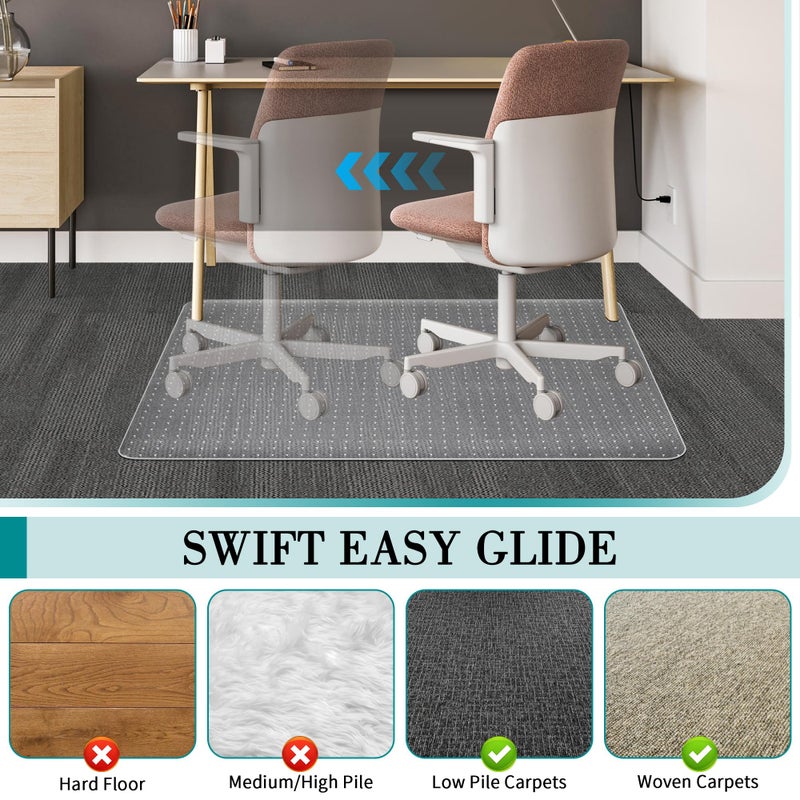 BesWin Office Chair Mat for Carpets, 30" x 48" Low Pile Carpet Protector Mat for Office Chair, Heavy Duty Computer Desk Floor Mat for Carpeted Floors, Easy Glide and Flat Without Curling - Image 5