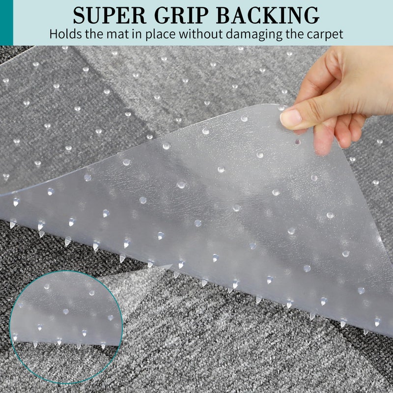 BesWin Office Chair Mat for Carpets, 30" x 48" Low Pile Carpet Protector Mat for Office Chair, Heavy Duty Computer Desk Floor Mat for Carpeted Floors, Easy Glide and Flat Without Curling - Image 4