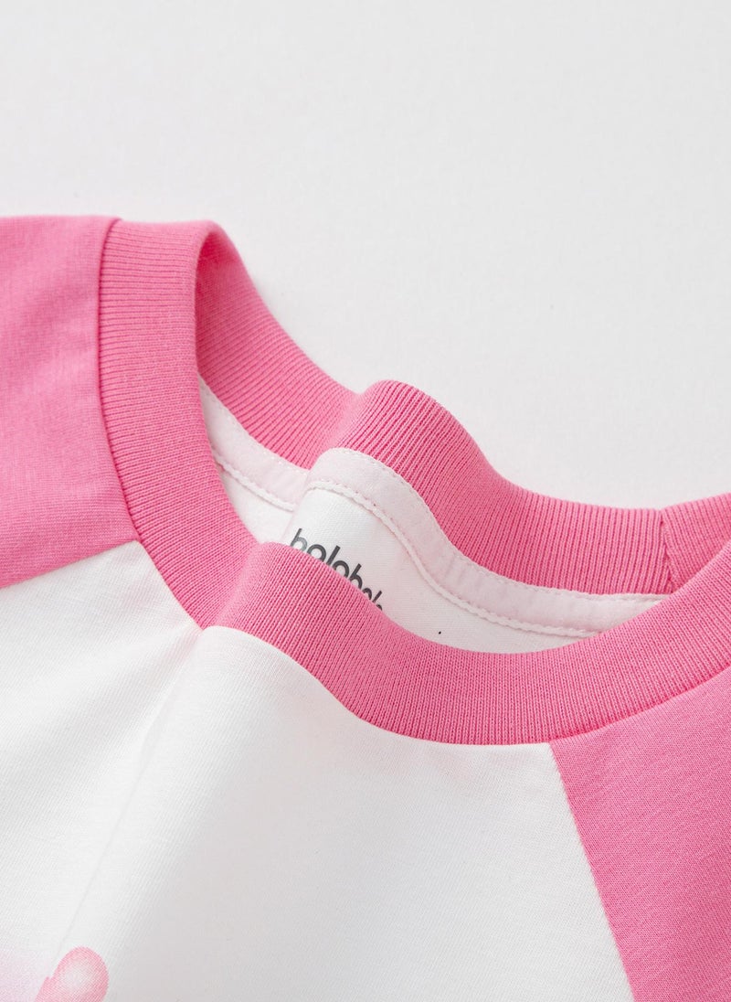 Balabala Kids Girl Round v-neck short-sleeved T-shirt  - Image 3