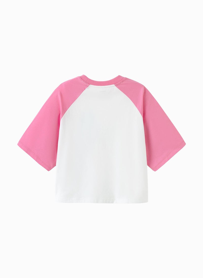 Balabala Kids Girl Round v-neck short-sleeved T-shirt  - Image 2