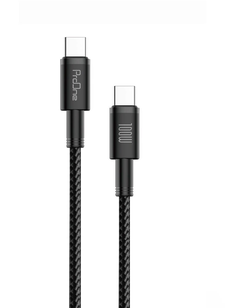 ProOne ProOne Type-C Charging & Data Cable 100W, 1M Nylon Braided Fast Charger for iPhone, MacBook Pro/Air, iPad, Samsung Galaxy, Huawei, and More  - Image 2