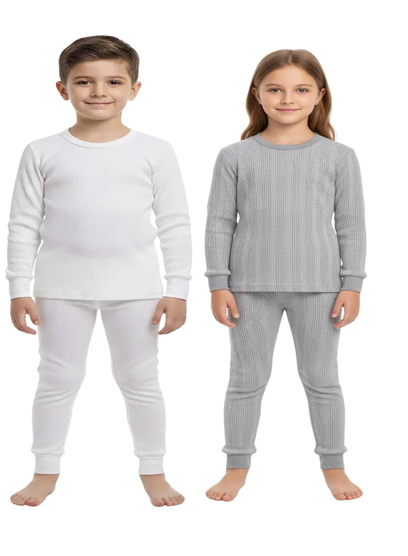 بيبي كلو White and Grey Thermal Set Pack of 2 for Kids